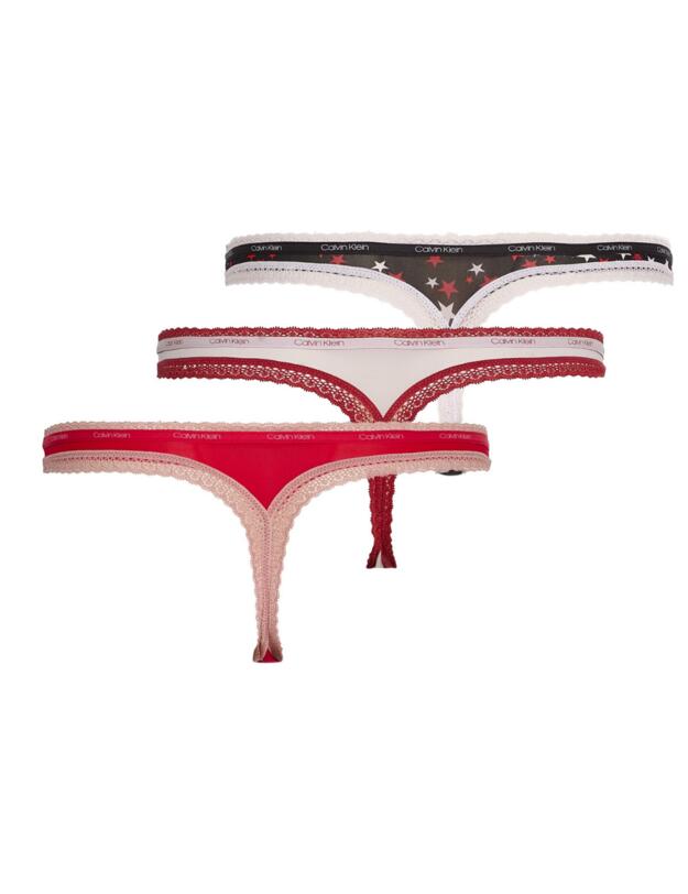 Calvin Klein Bottoms Up Refresh 3-Pack Thong Twinkle/Mauve Berry/Rustic Red