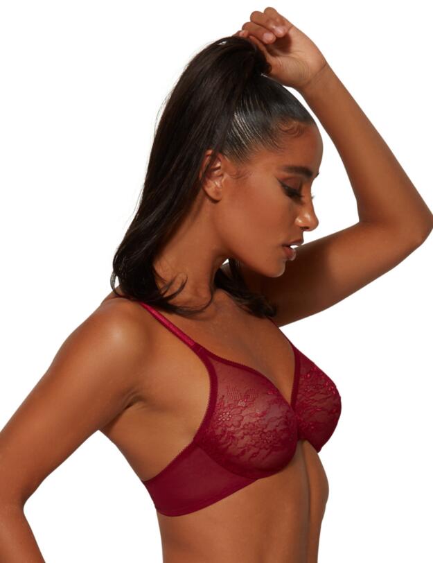 Gossard Glossies Lace Sheer Bra Bordeaux