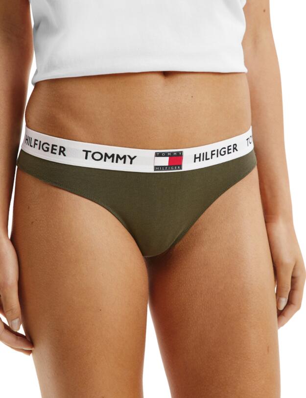 UW0UW02198 Tommy Hilfiger Tommy 85 Logo Thong - UW0UW02198 Army Green