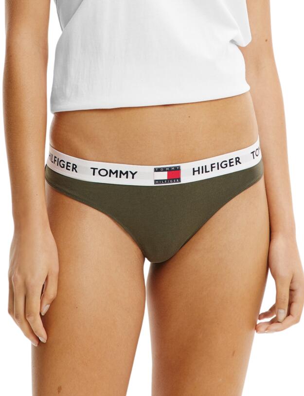 UW0UW02198 Tommy Hilfiger Tommy 85 Logo Thong - UW0UW02198 Army Green