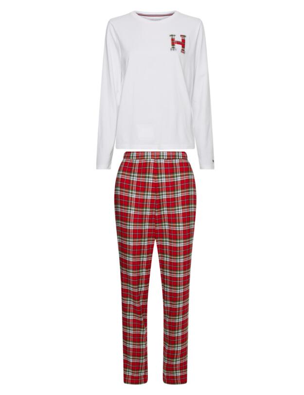 UW0UW03251 Tommy Hilfiger Hilfiger Plaid 3 Piece Pyjama Set - UW0UW03251 White/Hilfiger Plaid