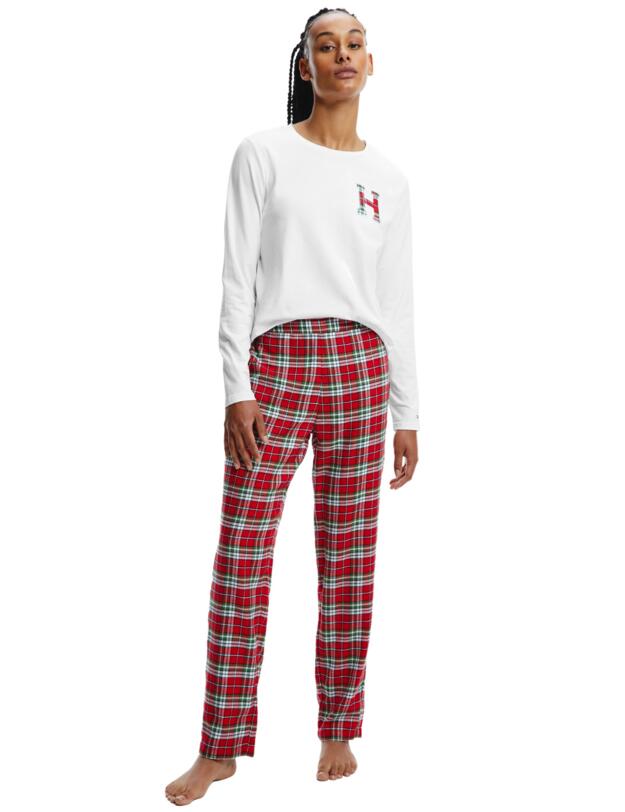UW0UW03251 Tommy Hilfiger Hilfiger Plaid 3 Piece Pyjama Set - UW0UW03251 White/Hilfiger Plaid