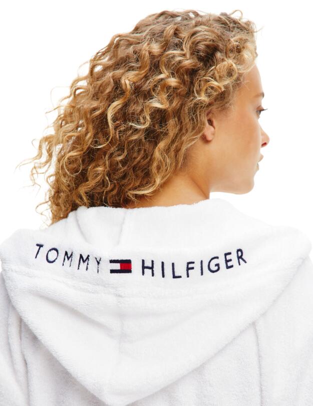 UW0UW03284 Tommy Hilfiger Tommy Original Hooded Bathrobe - UW0UW03284 White 