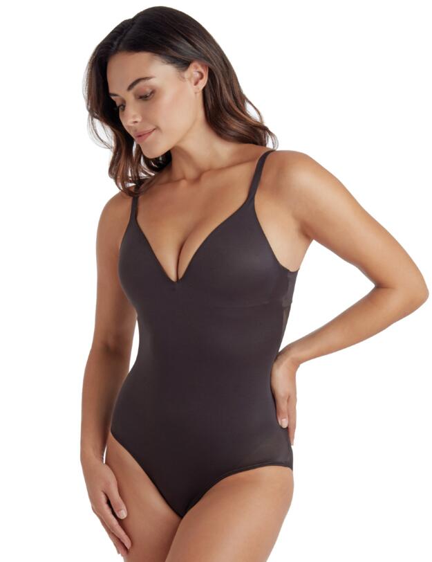 Naomi & Nicole No Side Show Plunge Bodysuit Black