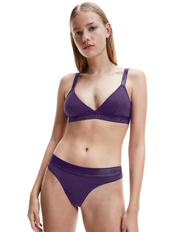 Calvin Klein Modern Cotton Metallic Unlined Bralette Liberty Purple