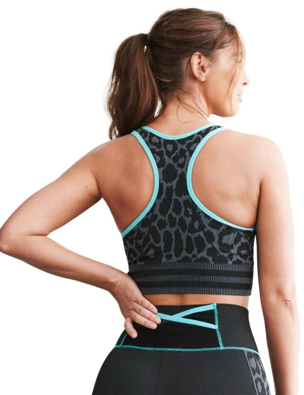 Pour Moi Energy Seamless Crop Top Black/Grey/Aqua
