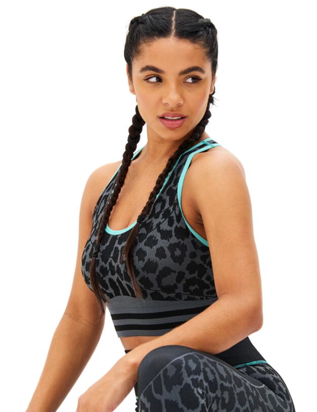 Pour Moi Energy Seamless Crop Top Black/Grey/Aqua
