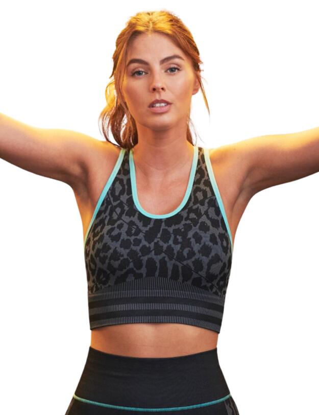 Pour Moi Energy Seamless Crop Top Black/Grey/Aqua