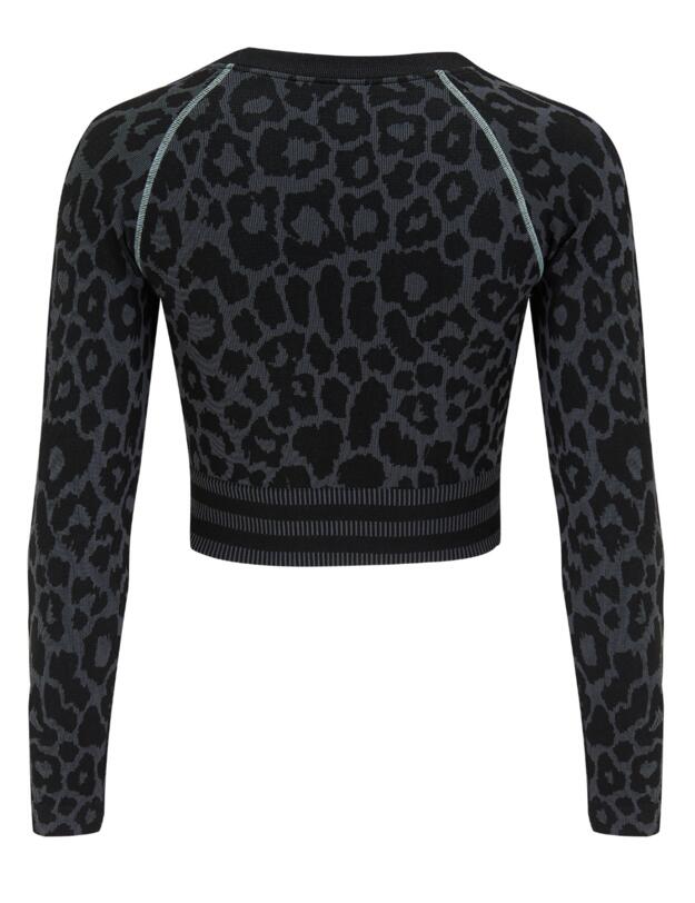 Pour Moi Energy Seamless Long Sleeve Crop Top Black/Grey/Aqua