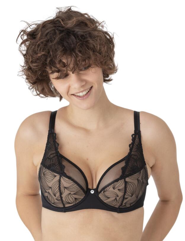 Maison Lejaby Flora Semi-Padded Balconette Bra Black