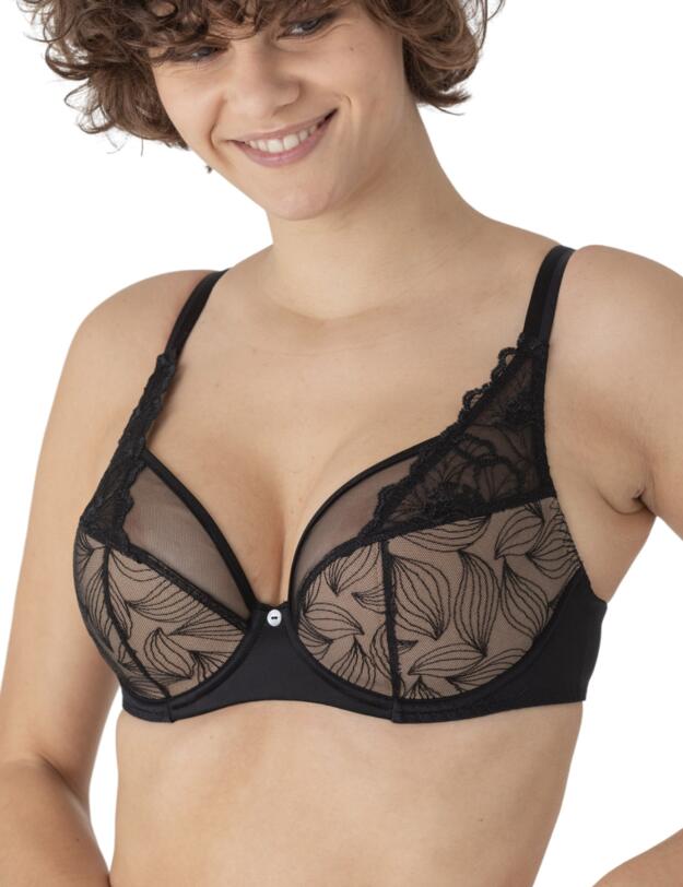 Maison Lejaby Flora Semi-Padded Balconette Bra Black