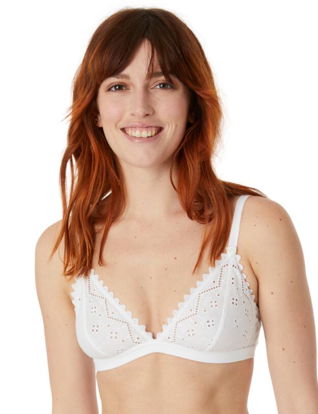Maison Lejaby Bloom Cotton Wireless Triangle Bra White