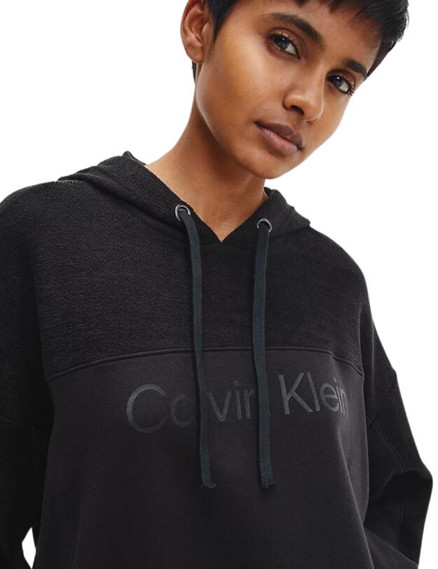 000QS6743E Calvin Klein Gloss Hoodie Top - QS6743E Black