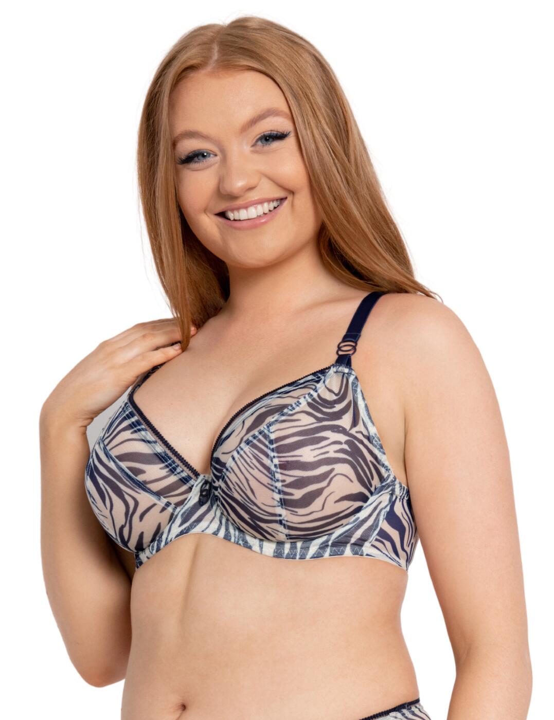 Shop Printed Plunge Bra with Hook and Eye Closure and Adjustable