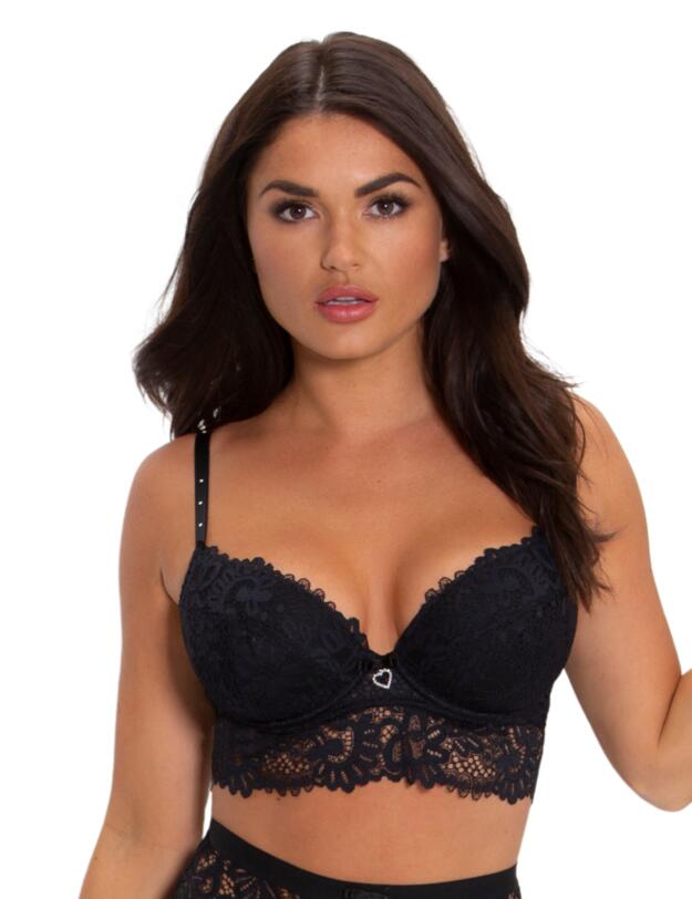 Pour Moi Bling It On Padded Plunge Longline Bra Black