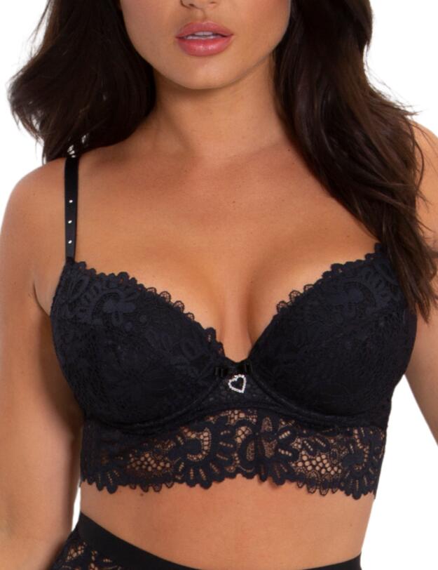 Pour Moi Bling It On Padded Plunge Longline Bra Black