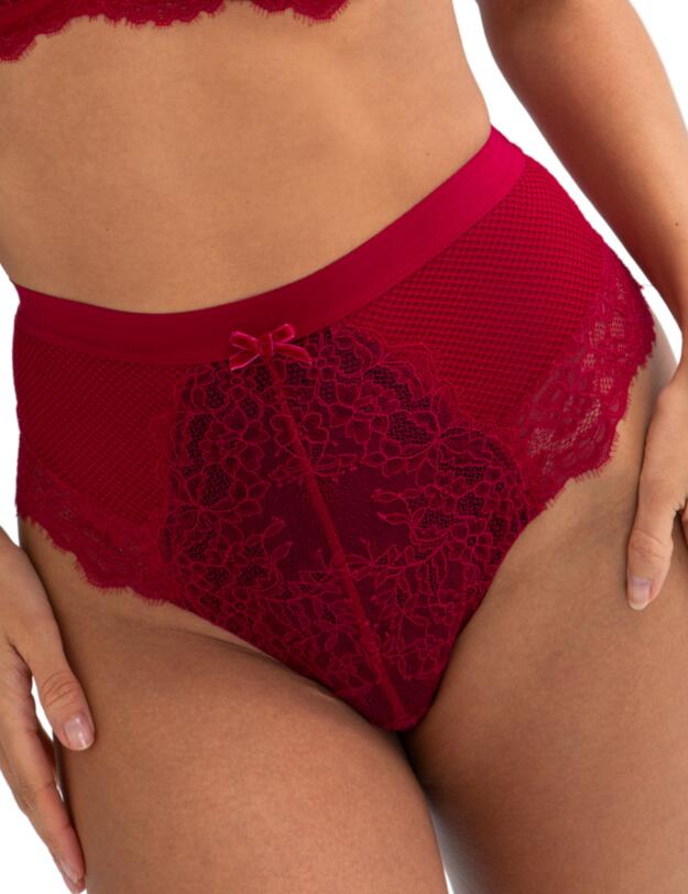 Pour Moi Dark Romance Deep Lace Up Brief Red/Black