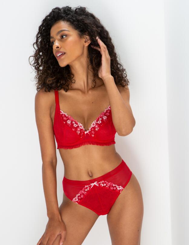Pour Moi Gigi High Leg Brief Red/Pink