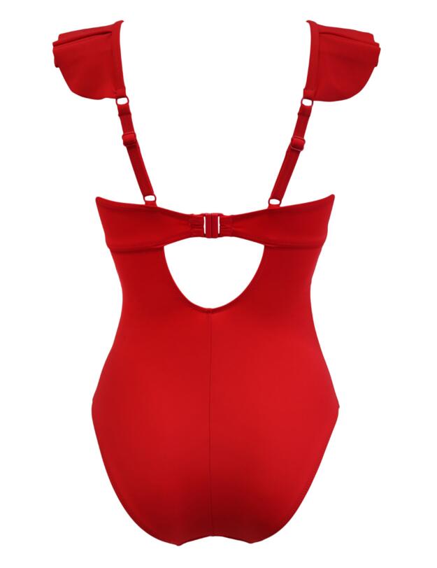 Pour Moi Space Frill Swimsuit Red