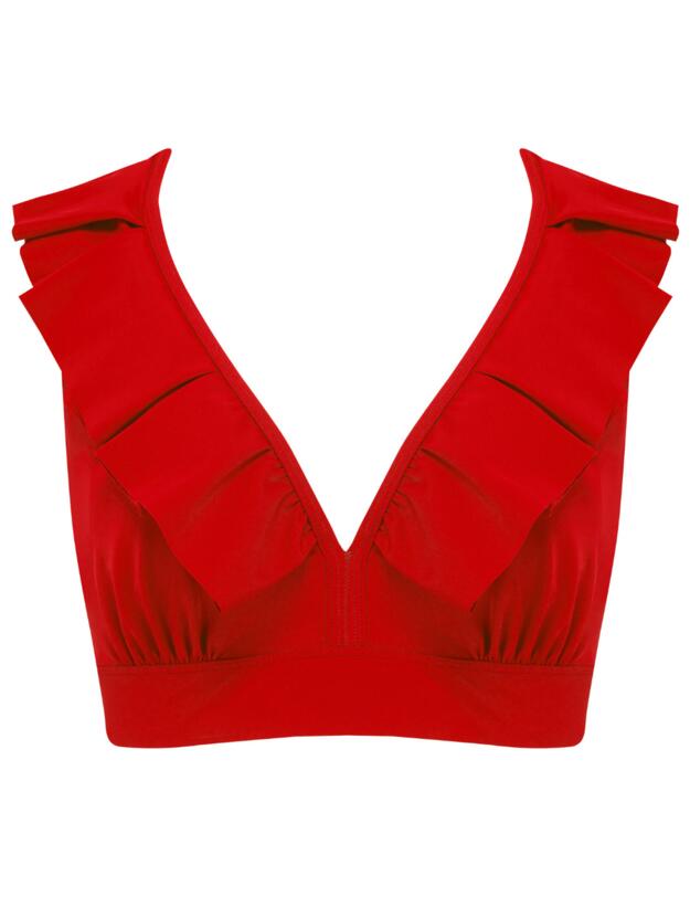 Pour Moi Space Frill Bikini Top Red