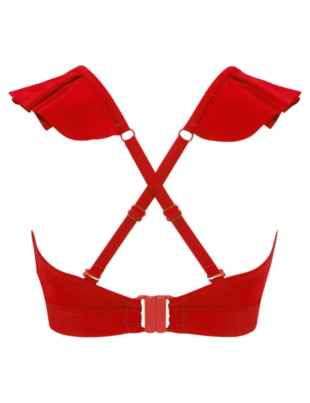 Pour Moi Space Frill Bikini Top Red