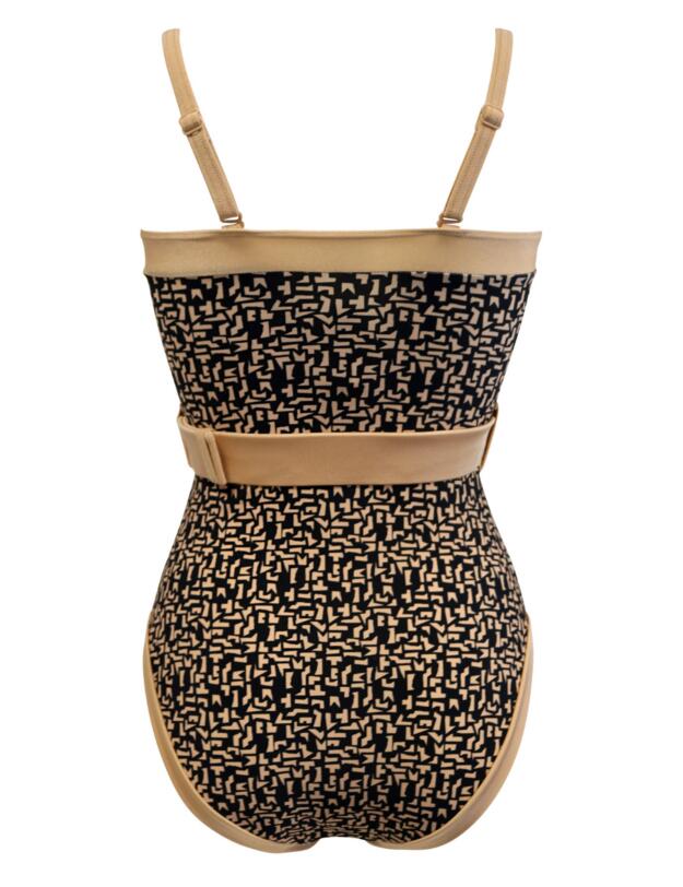 Pour Moi Casablanca Belted Control Swimsuit Black/Gold