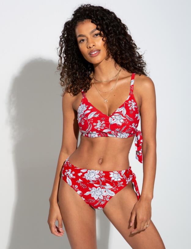 Pour Moi Freedom Wrap Bikini Top Red/White
