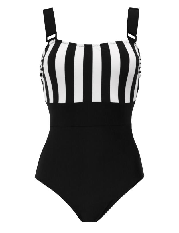 Pour Moi Colour Block Control Swimsuit Black/White