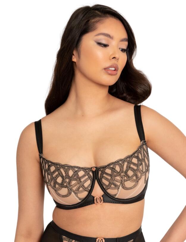 Scantilly by Curvy Kate Lovers Knot Balcony Bra Black/Latte