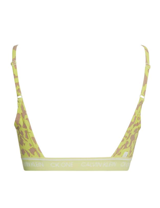Calvin Klein CK One Cotton Unlined Bralette Dart Grog Print_Cyber Green 
