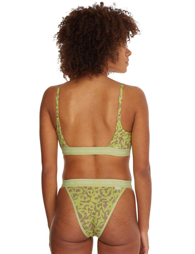 Calvin Klein CK One Cotton Unlined Bralette Dart Grog Print_Cyber Green 