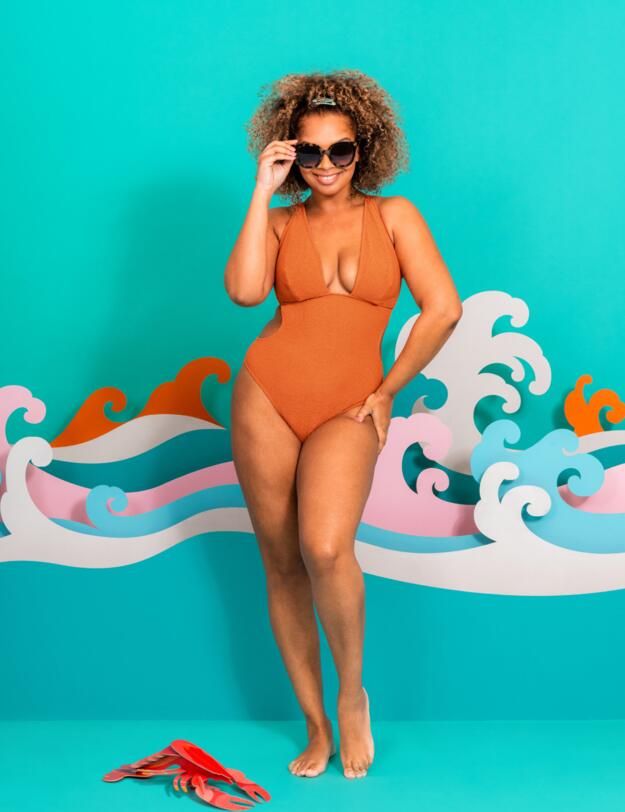 Curvy Kate Holiday Crush Non Wired Plunge Swimsuit Rust