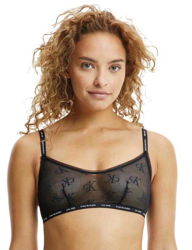 Calvin Klein CK One Logo Mesh Unlined Bralette Black 