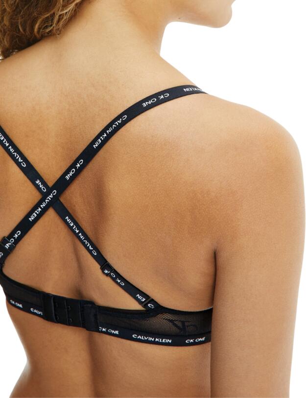 Calvin Klein CK One Logo Mesh Unlined Bralette Black 