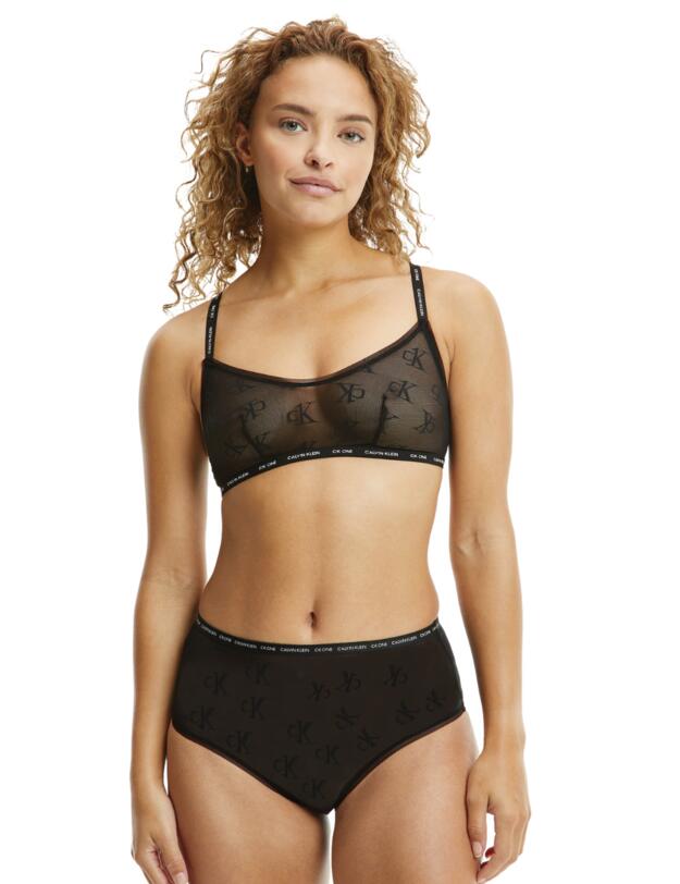 Calvin Klein CK One Logo Mesh High Waist Brief Black 