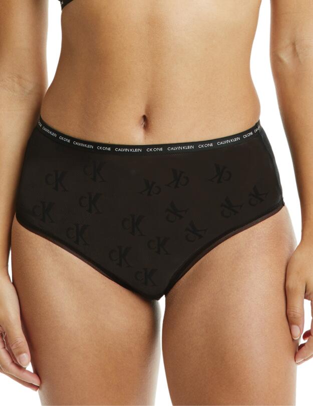 Calvin Klein CK One Logo Mesh High Waist Brief Black 