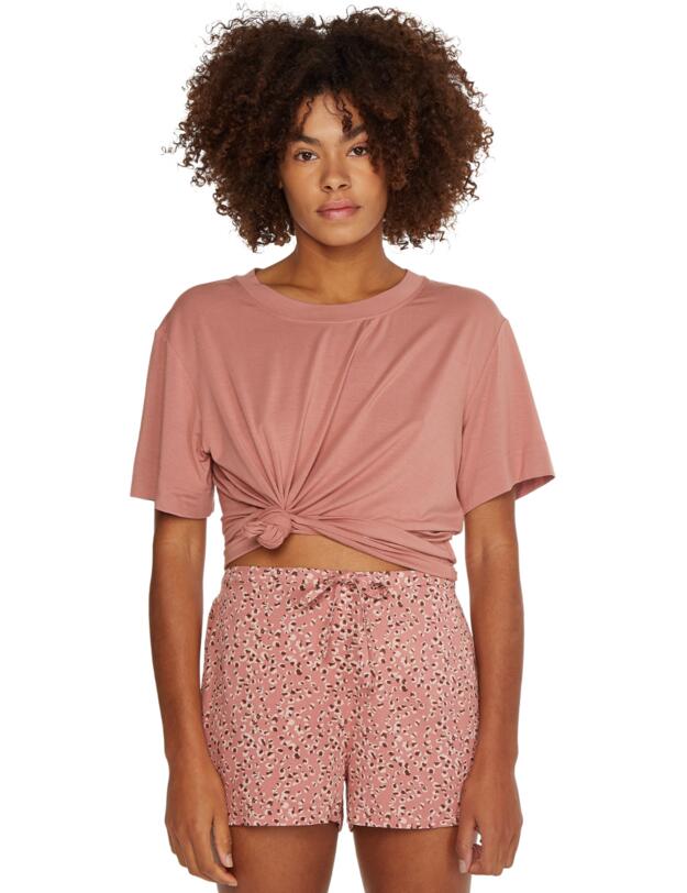 Calvin Klein Modal coord Top Short Sleeve Crew Neck Red Grape