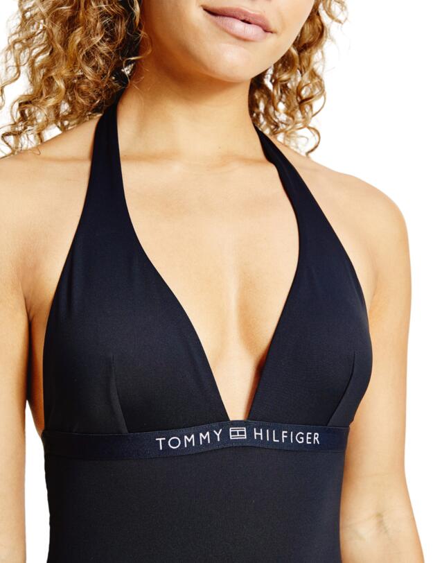  Tommy Hilfiger Core Solid Logo WB Halterneck One Piece Desert Sky
