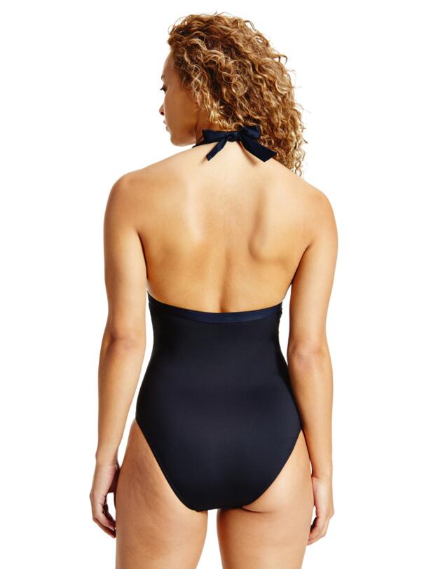  Tommy Hilfiger Core Solid Logo WB Halterneck One Piece Desert Sky