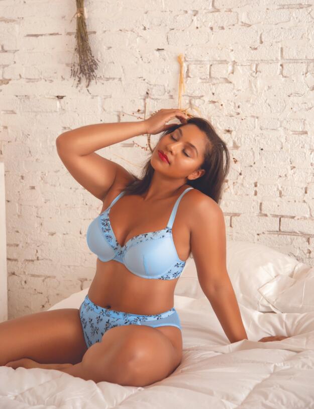 Parfait Ivy Plunge Bra Dream Blue/Floral Print