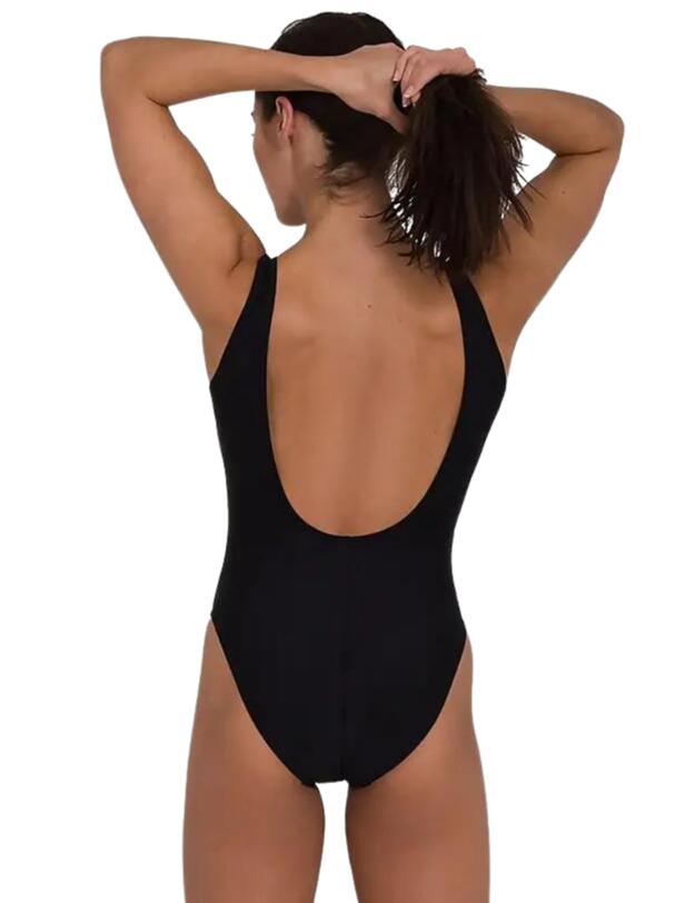 Speedo Logo Deep U-back One-piece Swimsuit Black/White