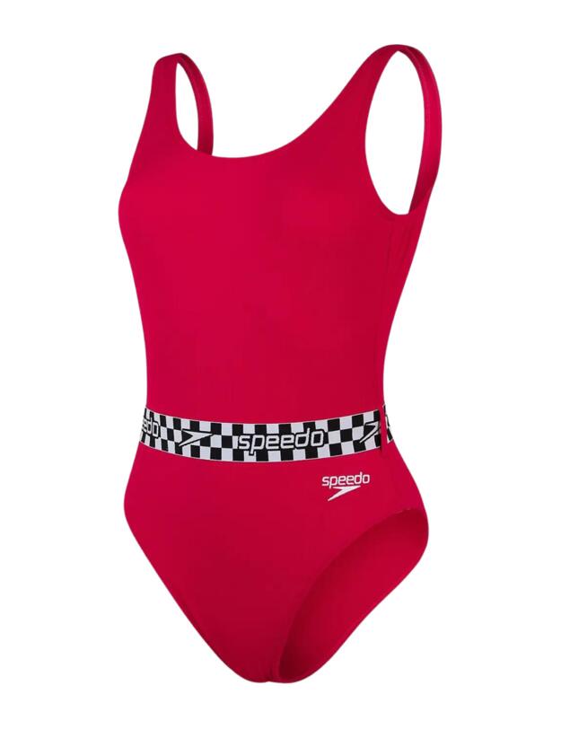 Speedo Belted Deep U-back One-piece Swimsuit Red