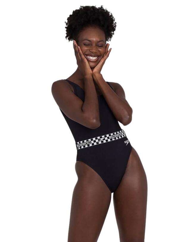 Speedo Belted Deep U-back One-piece Swimsuit Black