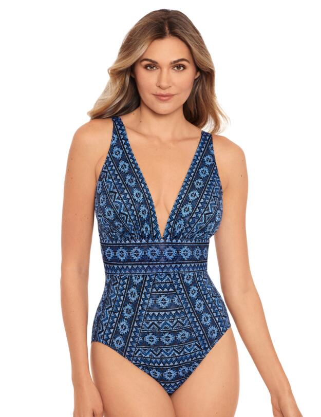 6537518 Miraclesuit Paillette Plunge Swimsuit - 6537518 Multi Print