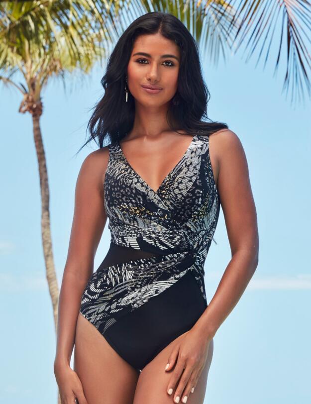 Miraclesuit Lux Lynx Swimsuit Black Print