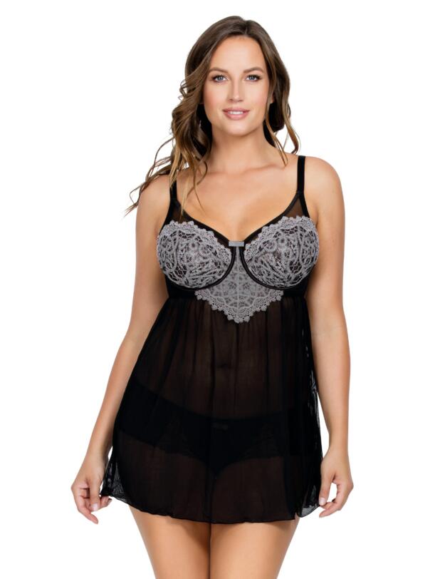 Parfait Lulu Babydoll with G-String Black/Pewter
