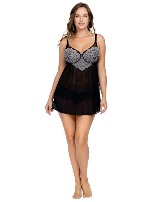 Parfait Lulu Babydoll with G-String Black/Pewter