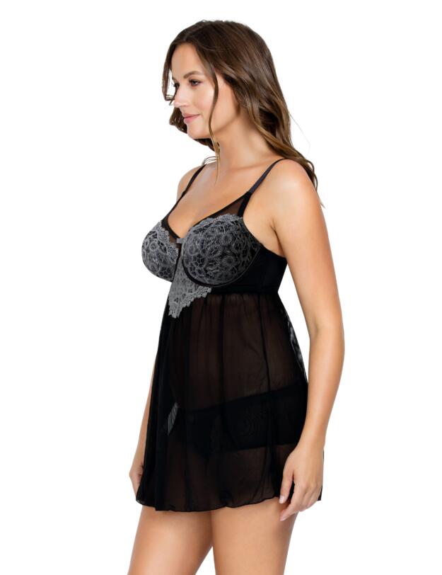 Parfait Lulu Babydoll with G-String Black/Pewter