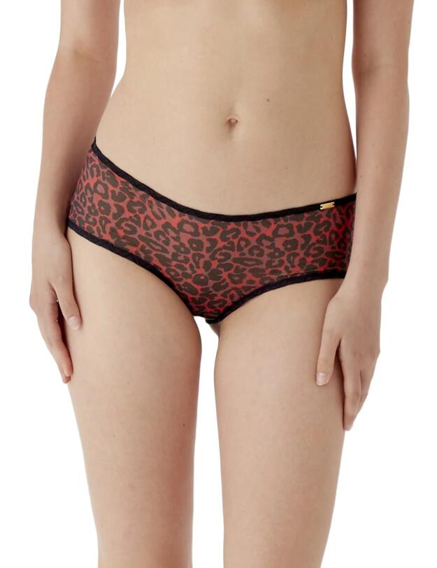 Gossard Glossies Leopard Short Brief Black/Red