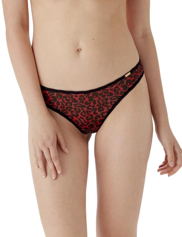 Gossard Glossies Leopard Thong Black/Red